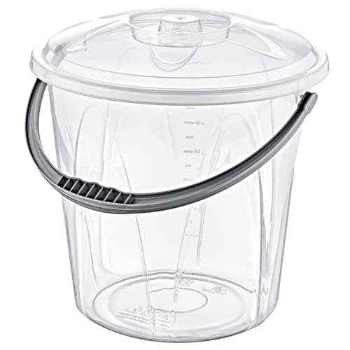 – Large 20L Clear Plastic Bucket with Lid Plus Carry Handle Storage Container Bin Caddy (1)