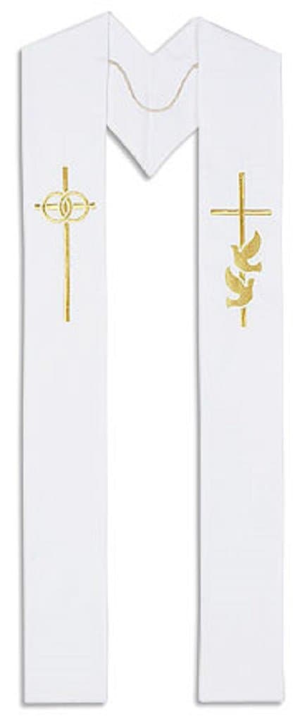 CCSWedding Stole Embroidery on Polyester 110 Inches Long, White