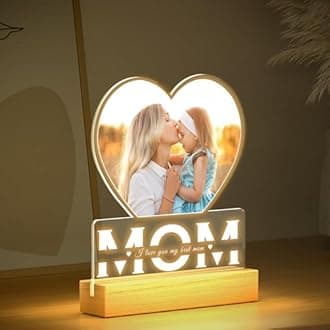 Jkolalin Personalized Gifts for Mom from Daughter and Son, Custom Picture Frames with Photo, Custom Photo Frame with Night Light, Customized Picture Frame, Personalized Birthday Gifts for Mom