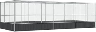 vidaXL Aviary with Extension – Silver Steel Bird Cage, Spacious 285.4"x120.9"x83.5", Mesh Grid, Lockable Door