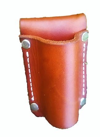 Leather Flashlight Holster for AA Battery Flashlights - Heavyduty Made in USA (Saddle Tan (Snap))