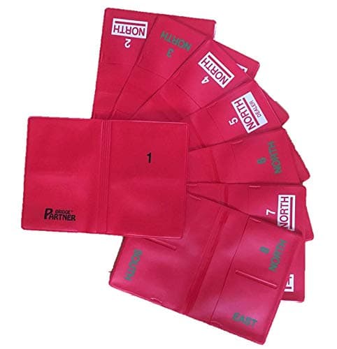 Bridge Duplicate Soft Wallets, red, Nr. 1-8 including Playing Cards