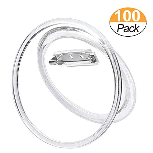 Sets Acrylic Design Button Clear Plastic Button Badges Kit with Pin for DIY Crafts (2.36 inch) (100)