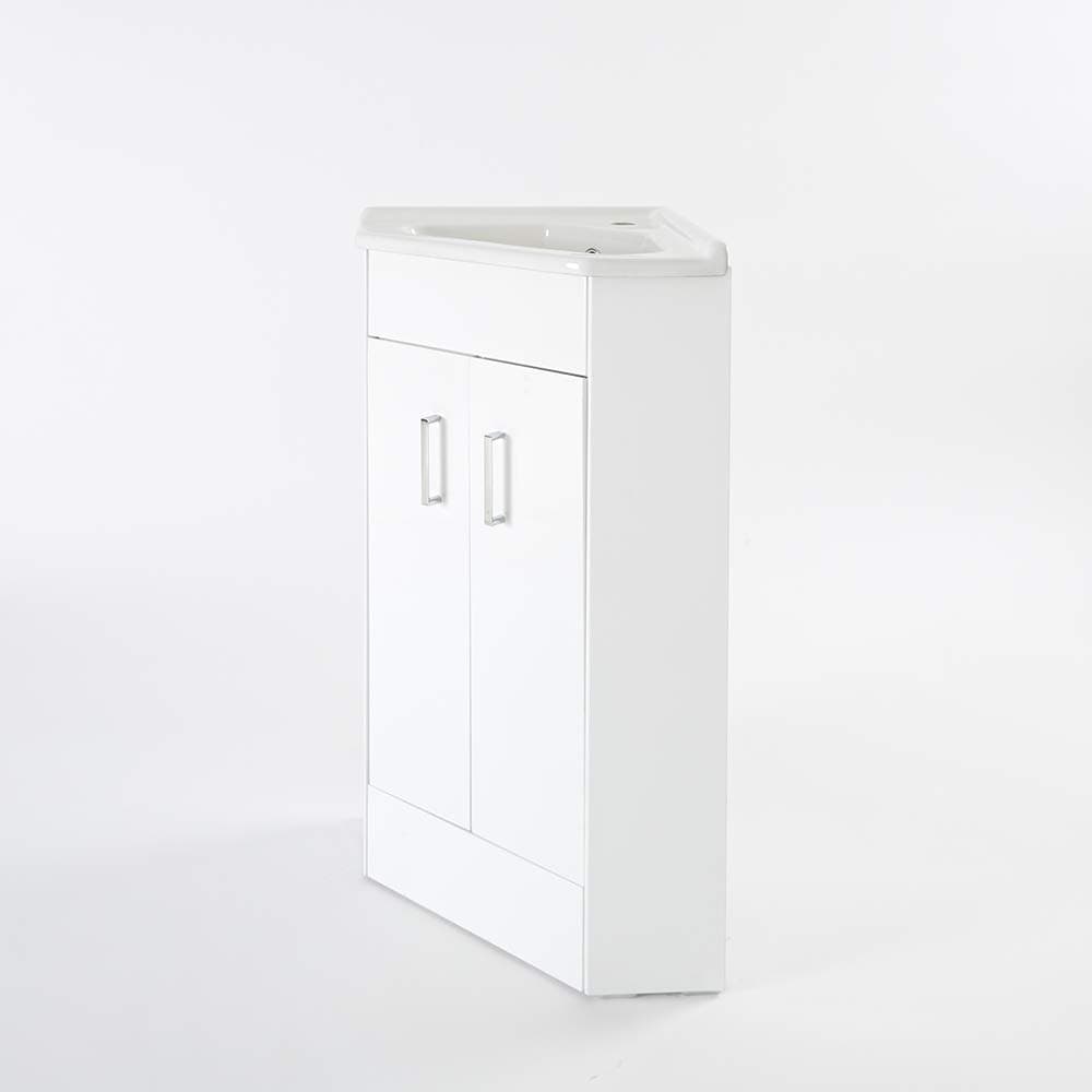 MilanoLurus - White 555mm Bathroom Corner Vanity Unit with Basin