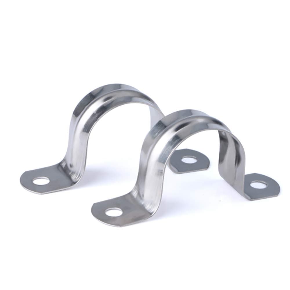 Pipe Strap 25MM Hole Strap,304 Stainless Steel Two Hole Tube U Bracket Rigid Pipe Strap Tension Clips U-Tube Clamp Connecting Ring Hose Clamp Card20PCS