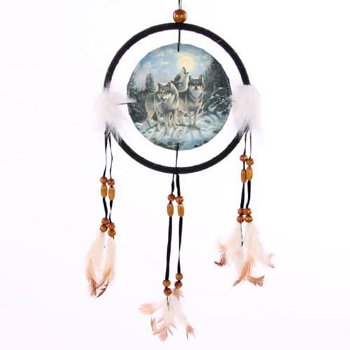 Small Dreamcatcher Wolf Trio and Midnight Watcher 16cm