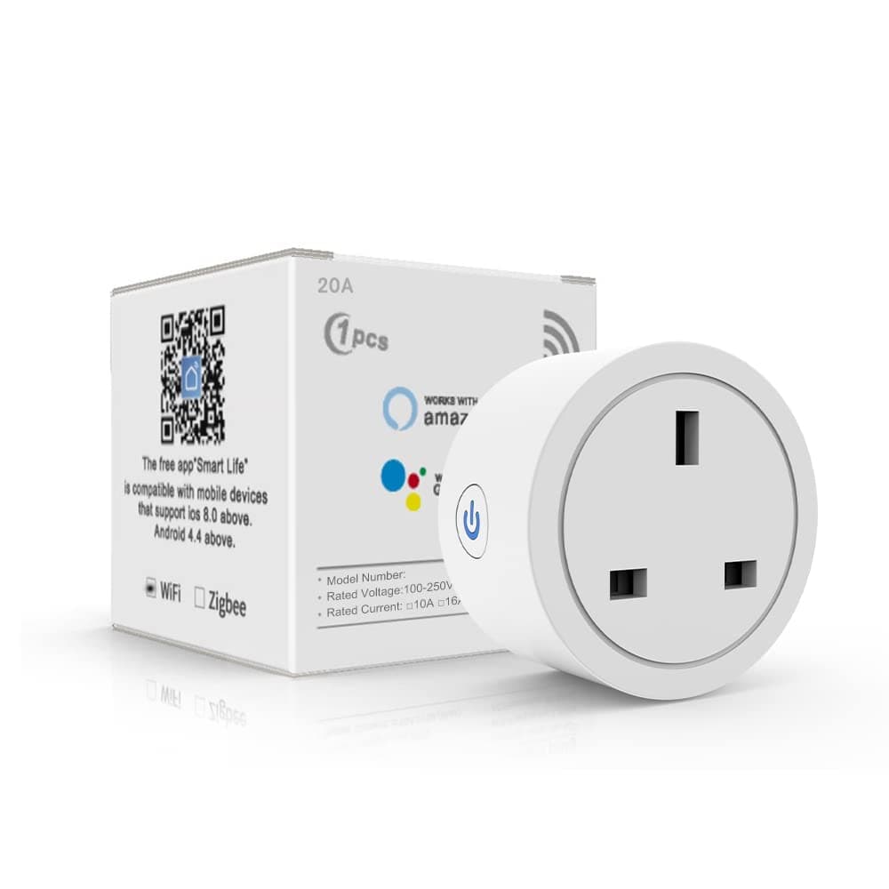 Tuya Wifi Smart Plug 20A Wireless Socket Mini Wifi Outlet Timing Schedule Function Smart Life App Remote Control Works with Amazon Alexa Google Home Siri Samsung Smart Things (1 Pcs)