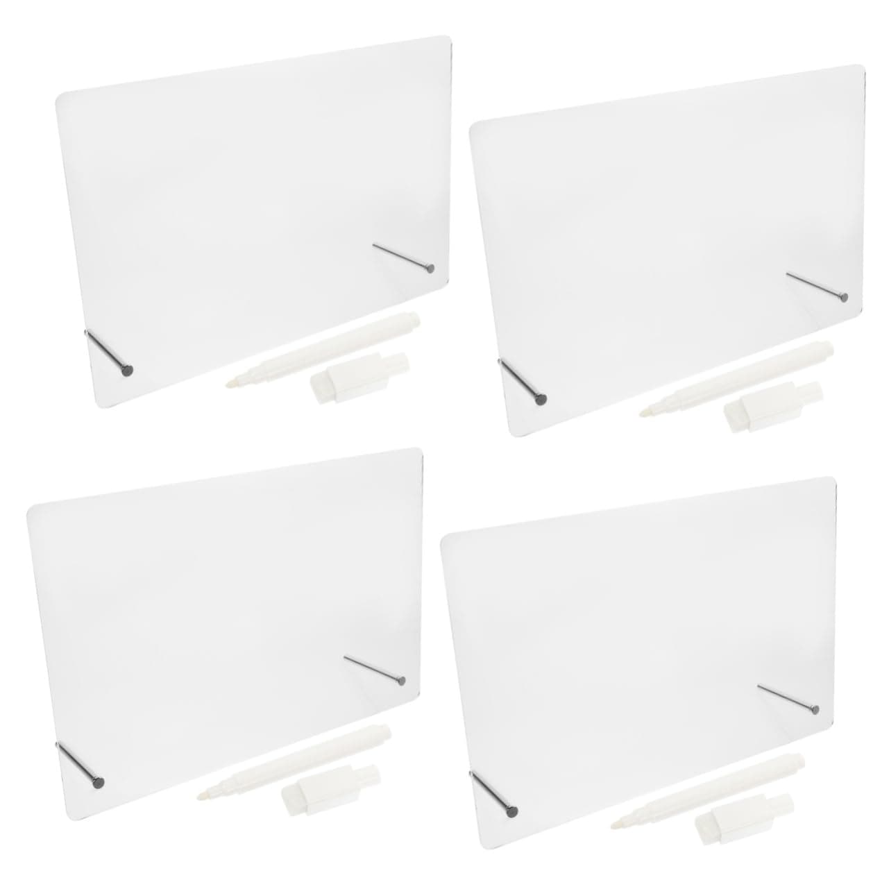 STOBOK 4 Sets Message Board Clear Acrylic Sheet Whiteboards Tablet Desk Display Clear Note Board Home Supply Desktop Memo Board Multi-Function Memo Board Record Board Office Plastic Shine