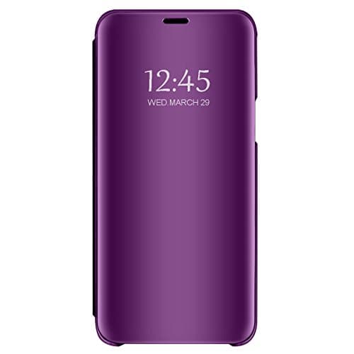 Huawei Mate 20 X Case Mate 20 RS Case, Premium Ultra Slim PU Mirror Leather Case Flip Cover Phone Case Protective (Purple, Mate 20 X)