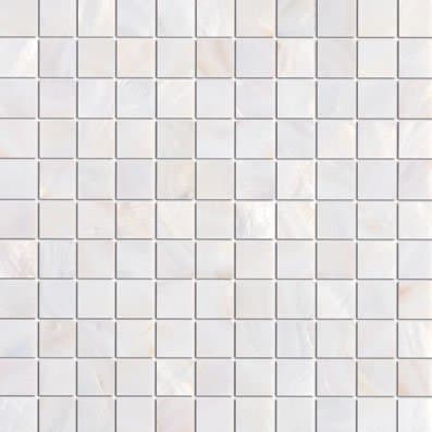SGT Natural White Pearl Shell 1” x 1” Square Wall & Floor Glass Tile Meshed on 12" x 12" Sheet - 6" x 6" Sample