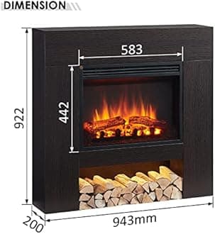 FLAMME 37" Beadell Electric Fireplace Suite Espresso Oak Colour Includes 2000w Heater with Glass Fronted Flame Effect, Remote Control