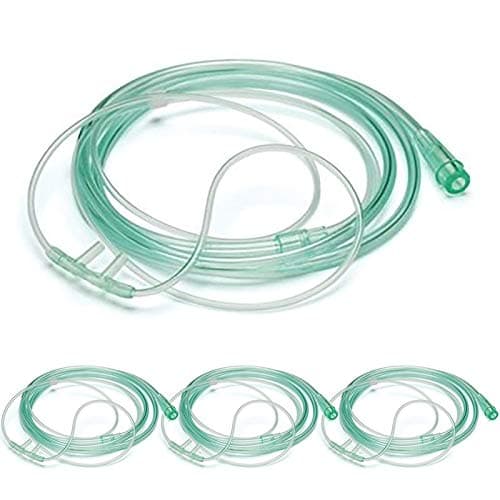 High-Flow Soft Oxygen Cannula, Standard Connector 6.6 Feet, Green Tubing - 3 Pack