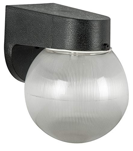 Sunset Lighting F4317-31 One Light Globe Flush Mount, Black Finish with Clear Prismatic Acrylic Glass