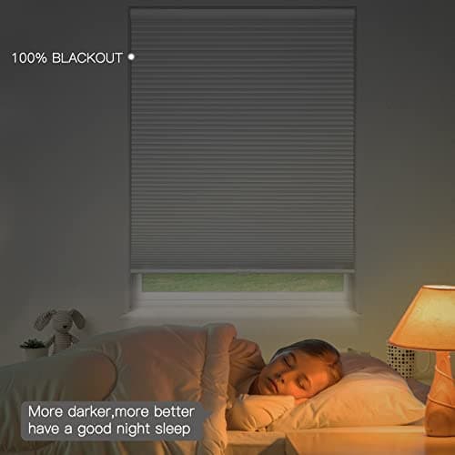 Moonice Customized Cordless Blackout Cellular Shades, Cellular Blinds for Windows Door, Honeycomb Window Blinds & Shades for Home Kitchen Bedroom Children Room Office, Easy to Install