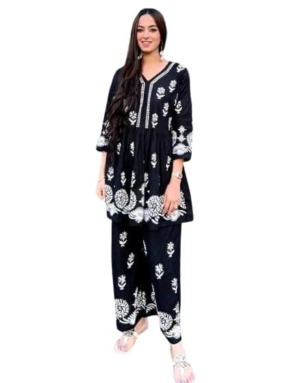 INDIAN GLORYWomen's Solid Rayon Gown Kurta with Top and Bottom, Long Kurti Ethnic Dress Set for All Occasions.