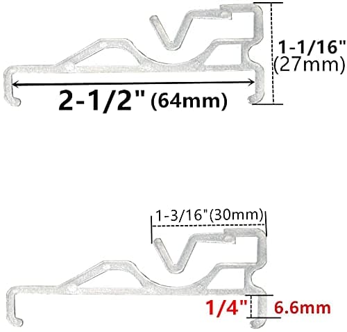 Valance Clips 10pcs 2-1/2'' Window Blinds Hidden Clip Clear Plastic for Horizontal Blinds Valance 64mm in Width Retainer Holder