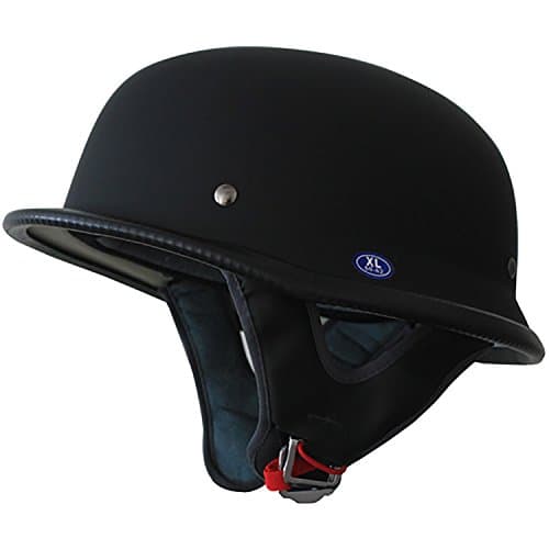 Low Profile German Half Helmet Open Face Cruiser Chopper Biker Helmet (Matt Black, L)