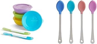 Munchkin® Love-a-Bowls™ 10 Piece Baby Feeding Set, Includes Bowls with Lids and Spoons, Multicolor & White Hot® Safety Baby Spoons, 4 Pack