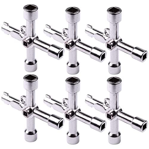 ATOPLEE 6pcs Electrical Cabinet Key, Surface Polished Antirust 4 Way Utilities Key, Triangle/Square/Panel Cross Key for Faucet,Gas Meter,Valve,Spigots,Electrical Cabinet Opening