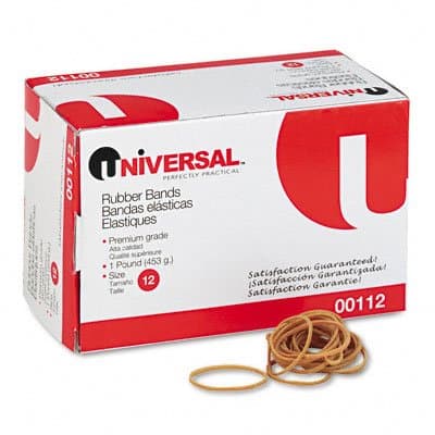 Universal : Rubber Bands, Size 12, 1/8 x 1-3/4, 2580 per 1lb Box -:- Sold as 2 Packs of - 2580 - / - Total of 5160 Each