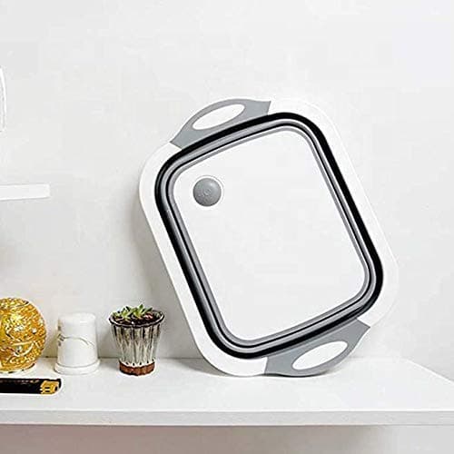 VRT Plastic Cutting Board Dish Tub, Multifunction Foldable Dish Tub, Folding Cutting Board Vegetable Washing Basket