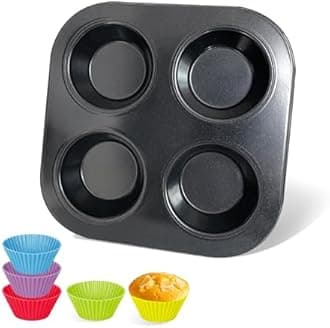 4-Hole Muffin Pan, Muffin Tray Cupcake Baking Pan, Nonstick Carbon Steel Muffin Tins Non-Stick Cupcake Tin Bakeware Accessories for Baking Cupcakes Muffin Brownies Snacks (1pcs)