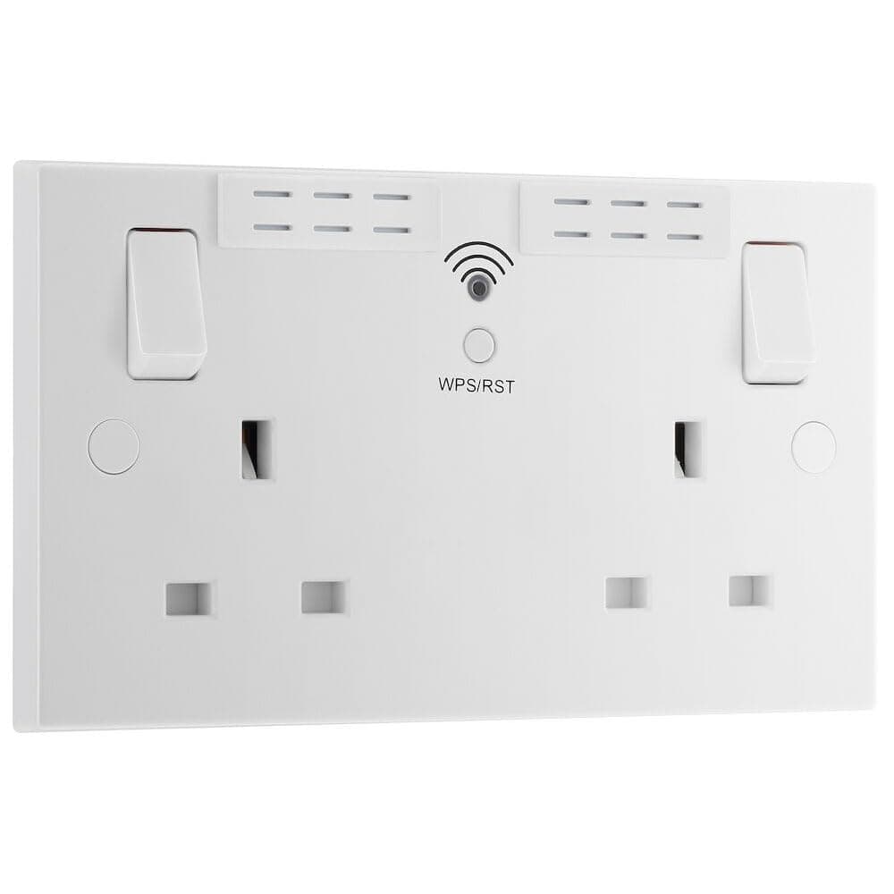 BG Electrical Double Switched Socket with Wi-Fi Repeater