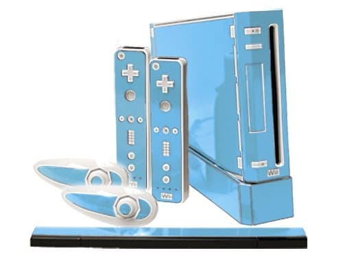 Ice Blue Vinyl Decal Faceplate Mod Skin Kit by System Skins - Compatible with Nintendo Wii Console