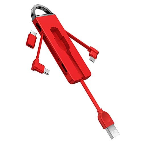 OATSBASF Keychain USB Cable, Portable 3 in 1 Micro USB/Type-C Charging Cord Compatible Cell Phones Tablets Universal Use