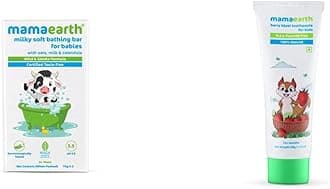 Mamaearth Milky Soft Bathing Bar For Babies With Oats,Milk & Calendula 75G X 2 & 100% Natural Berry Blast Kids Oral Care Toothpaste 50 Gm,Fluoride Free,Sls Free,No Artificial Flavours,Best For Baby