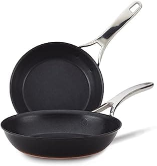 Anolon Nouvelle Copper Hard Anodized Nonstick Frying Pan Set / Frying Pan Set / Hard Anodized Skillet Set - 8.5" and 10" Black Onyx