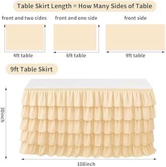 Red Table Skirt Tutu Ruffled Tablecloth for Classroom Teacher Desk Skirt Back to School Supplies for Princess Girls Birthday Party Cake Dessert Decorations, 9FT