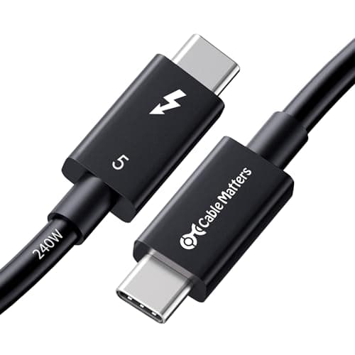 Cable Matters [Intel Certified] 80Gbps Thunderbolt 5 Cable with up to 120Gbps Bandwidth Boost and 240W Charging in Black - 1m / 3.3ft, Compatible with Thunderbolt 4, USB4, Thunderbolt 3 and USB-C