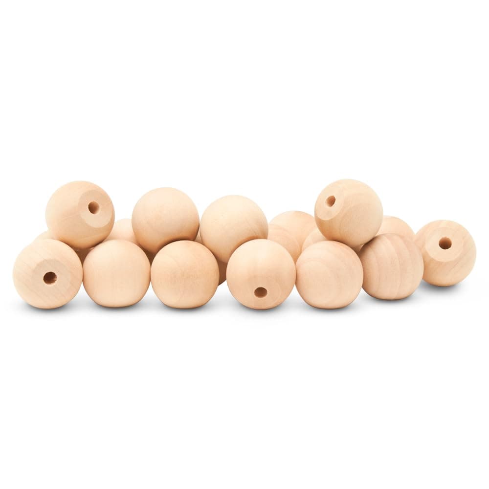 Wood Knobs, 1 Inch Round Natural Wood Drawer Pulls, Pack of 25 Unfinished Wooden Drawer Knobs, Ball Shaped Wood Cabinet Knobs, Nursery Dresser Knobs, Wood Door Knobs and Crafts