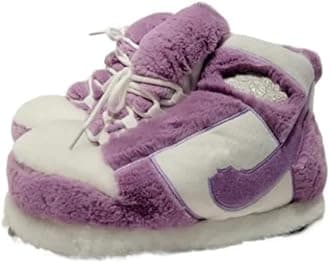 StardustGemstones Fluffy Warm Home Shoes for Men and Women Sneaker Slippers Comfy Kicks Winter Warm Plush Slippers Fleece Lined Sneakers Anti-skid Rubber Sole Fluffy Shoes