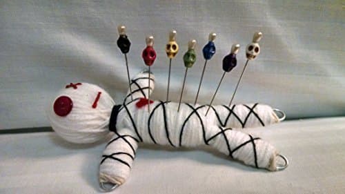 Karma Keepers Voodoo Doll "Mascot" - White Base with 7 Custom Howlite Skull Voodoo Pins 2.0