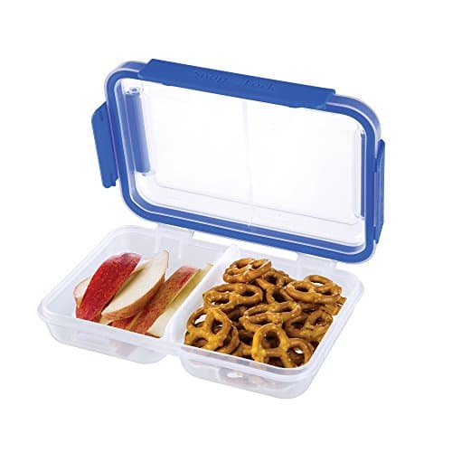 SnapLock by Progressive Split Container - Blue, Easy-To-Open, Leak-Proof Silicone Seal, Snap-Off Lid, Stackable, BPA FREE