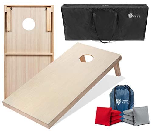 Tailgating Pros Cornhole Boards - 4'x2' & 3'x2' Cornhole Game w/Carrying Case & Set of 8 Corn Hole Bags - 150+ Color Combos! Optional LED Lights