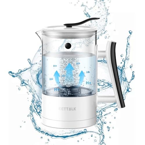 Hydrogen Water Generator Ionized Water Machine SPE and PEM Concentrator Technology Hydrogen Water Pitcher 2300PPB Electrolysis Alkaline Water Jug, Balanced pH Water Ionizer, Glass-W92-01