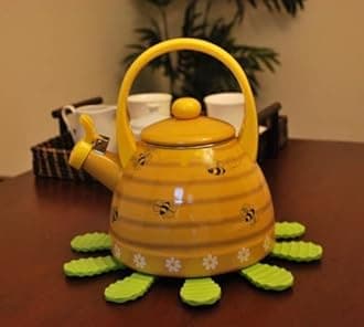 Supreme Housewares 71505 Bee Hive Whistling Kettle, Steel, Yellow