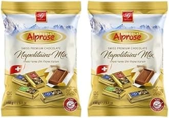 Alprose Napolitan Milk Chocolate Assorted Mix Flavours, Hazelnut, Gianduja and Plain - Kosher Swiss Chocolate - x 2 bags of 150g (2 pack)