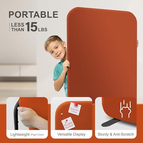 DECOLAB Standing Room Divider, Portable Privacy Wall Partition for Studio Apartment, Living Room, Bedroom, Workspace, Scratch Resistance, 29”x65”, Sunrise