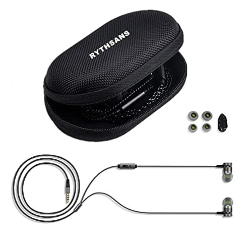 Earbuds with Case for iPhone 6s, Rythsans 3.5mm Jack Durable Earbuds with Case for School with Microphone for iPhone 6/6s/6s plus/5/se, iPod, ps4, Android Phone (Grey)