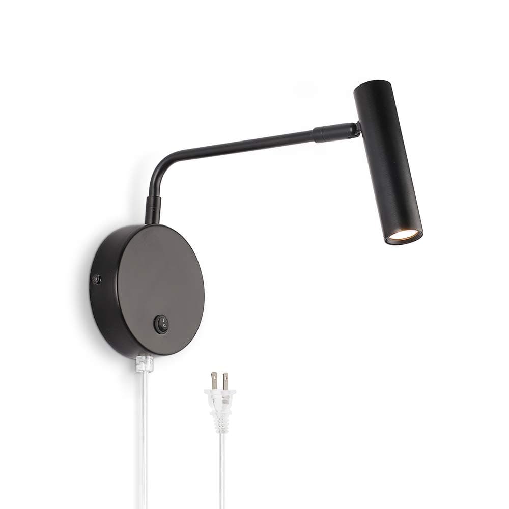 Joossnwell Wall Light with on Off Switch and Power Plug Black
