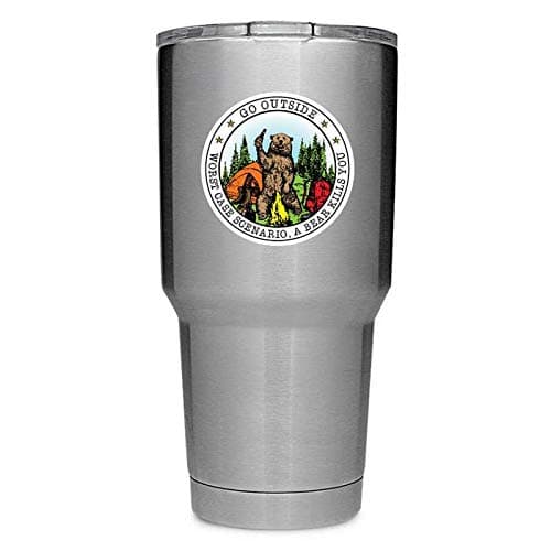 Go Outside Worst Case Scenario A Bear Kills You (2 Pack) Vinyl Decal Sticker - Car Truck Van SUV Window Wall Cup Laptop - Two 3 Inch Decals - MKS1172