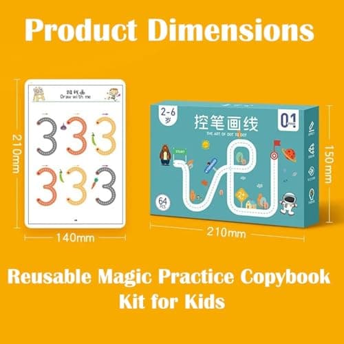 64 Pages Magical Tracing Workbook Set, Hand Writing Pen Control Training Book for Learning to Write The Alphabets & Numbers, Preschool,Home,Office A1 Offline (Magical Book)