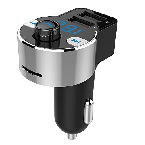 Esuper Bluetooth FM Transmitter for Car, 8-in-1 Wireless Bluetooth 4.2 Car Adapter(Bluetooth Receiver+FM Transmitter+TF Card+USB Disk+Hands-free Calling+Dual USB Car Charger+Clear LED Display+CVC)