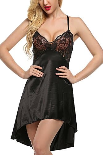 Elevanto Premium Collection Micro Satin Regular Size black Color Womens Night Dress