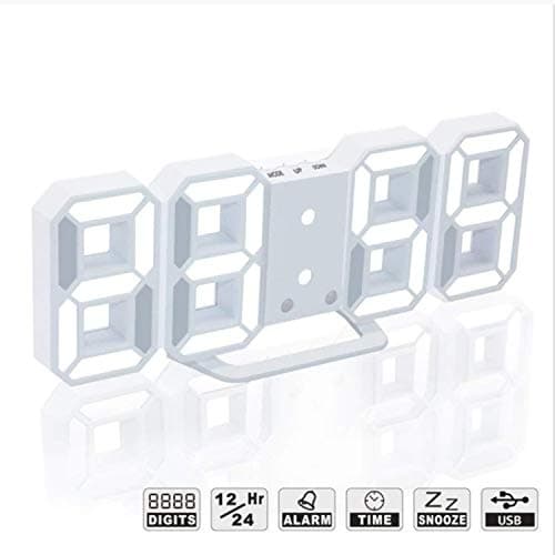 QIANYAC Modern Design 3D Wall Clock Digital Wall Watch LED Table Desktop Alarm Clock Sensor Wake Up Light For Living Room Kitchen Office