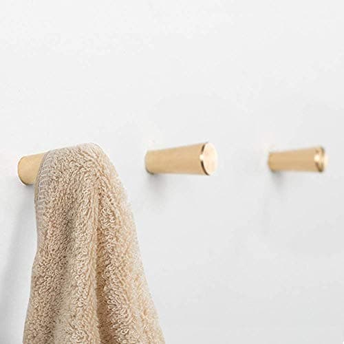HoneiLife Coat Hooks Wall Hanger - Brass Coat Rack Wall Mounted Towel Hooks Metal Bath Hooks Kitchenware Organizer Handmade Wall Hook Rack Hat Hooks Key Holder-S,3 Pack